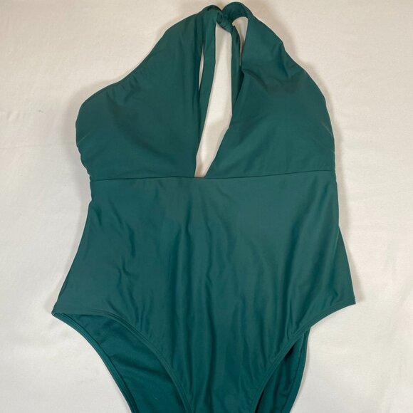 NWT Womens Shade & Shore Halter Tie Back One-Piece Swimsuit Medium Seat Coverage - Picture 1 of 5